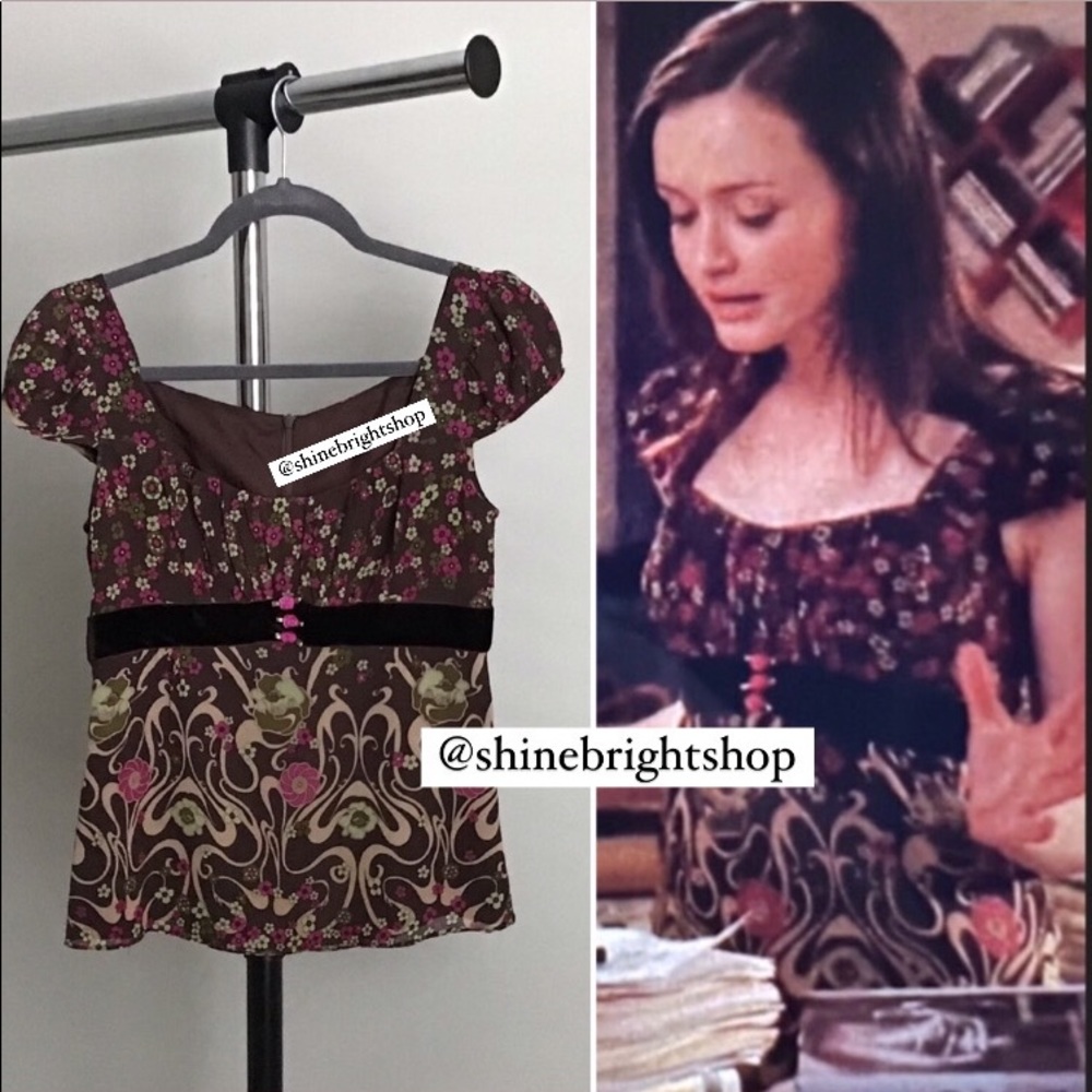 RARE Vintage Silk Blouse Top Early 2000s ASO Rory in Gilmore Girls